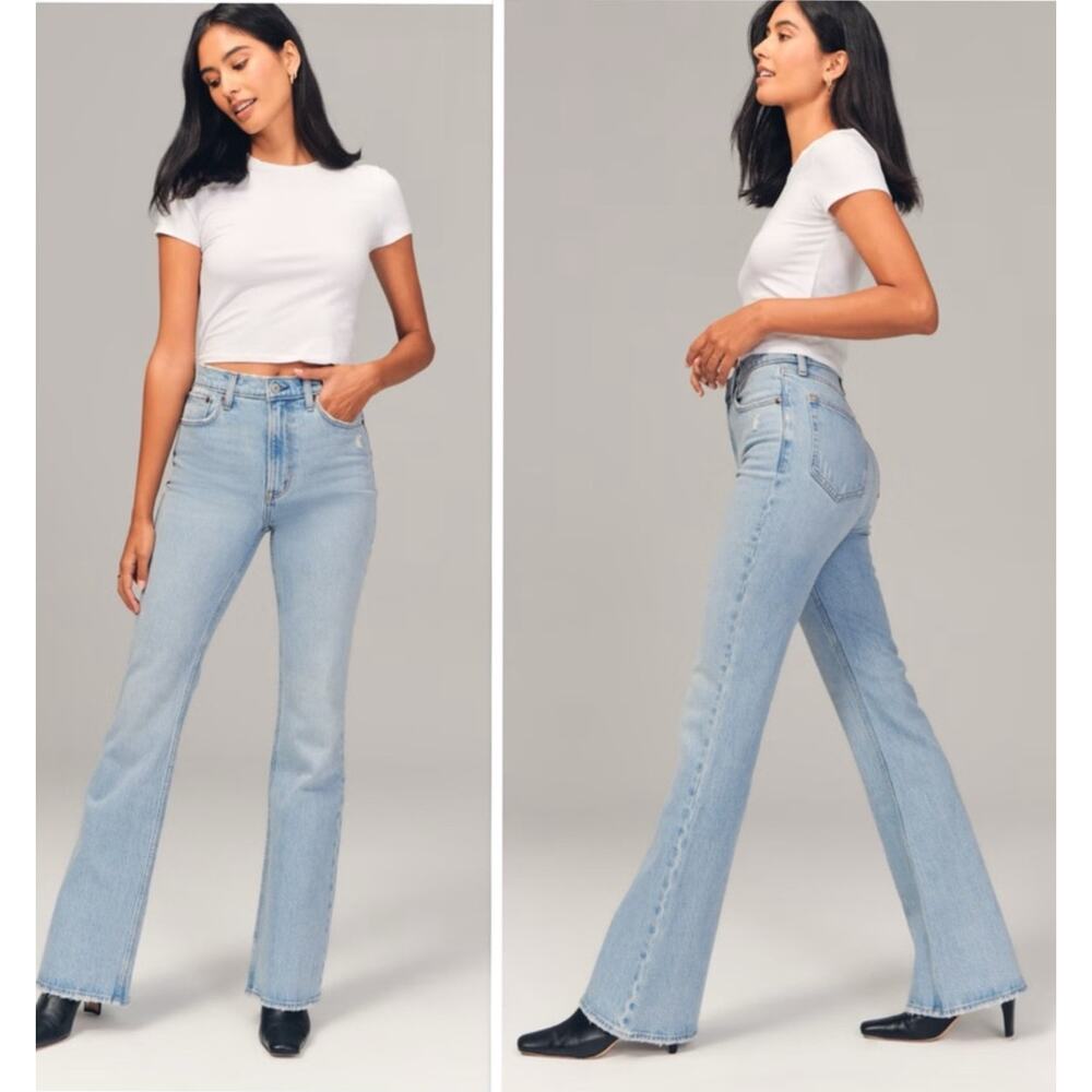 Abercrombie & Fitch The Vintage Flare High Rise Medium Wash Jeans 26 Y2K Western - Picture 1 of 13